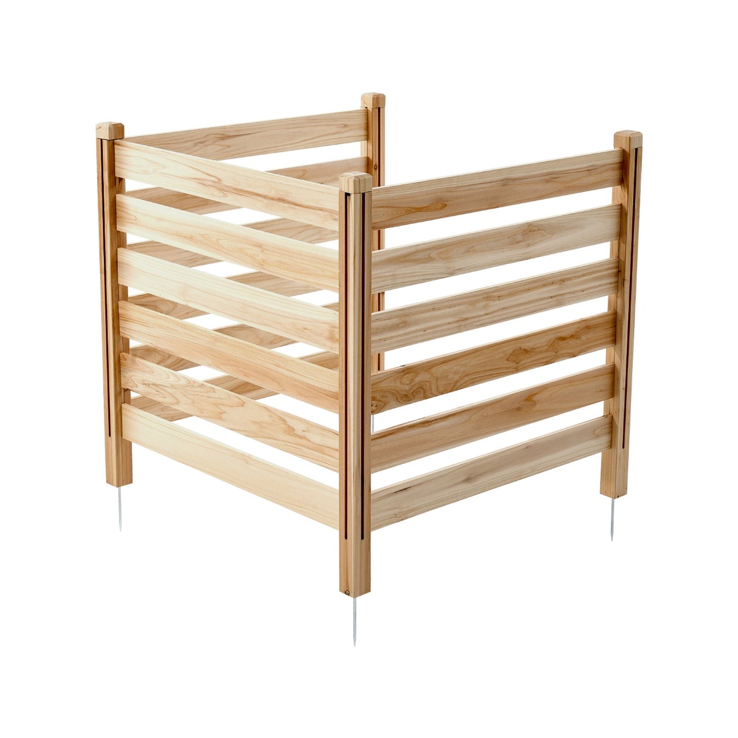 Sichtschutzzaun aus Holz, 91 cm B x 91 cm L, 3-teiliger Lamellenzaun für Klimaanlagen, Poolzubehör-Einhausung mit Metallpfählen, einfache Selbstmontage, Mülltonnenabdeckung für den Garten