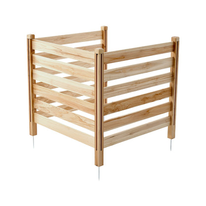 Sichtschutzzaun aus Holz, 91 cm B x 91 cm L, 3-teiliger Lamellenzaun für Klimaanlagen, Poolzubehör-Einhausung mit Metallpfählen, einfache Selbstmontage, Mülltonnenabdeckung für den Garten