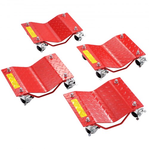 Wheel Dolly, 8000 lbs Capacity Heavy-Duty Steel Car Mover, Wheel Dolly Car Tire Stake Set with Brakes, Vehicle Moving Cart Moving Cars, Trucks, Trailers, Motorcycles, and Boats, Set of 4, Red