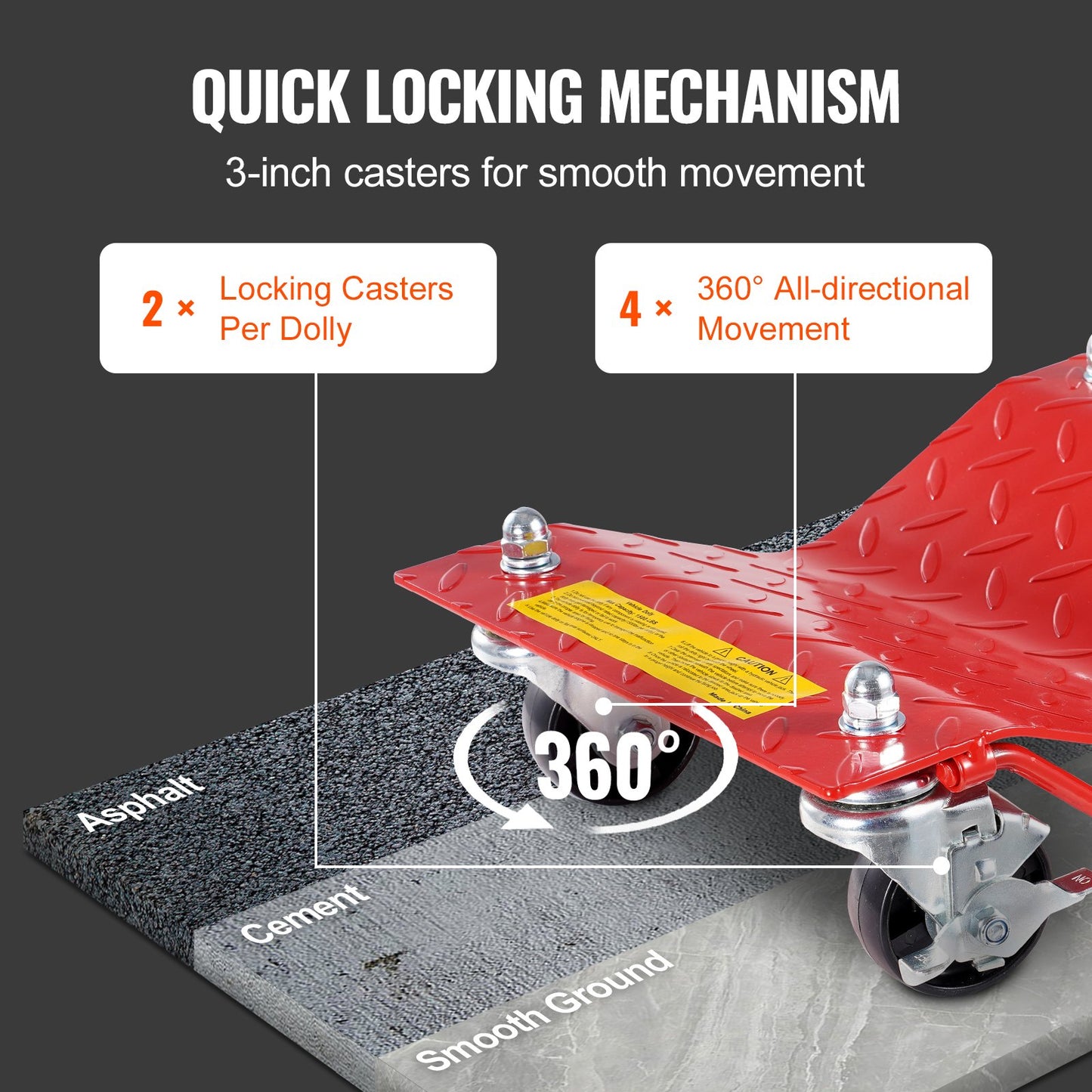 Wheel Dolly, 8000 lbs Capacity Heavy-Duty Steel Car Mover, Wheel Dolly Car Tire Stake Set with Brakes, Vehicle Moving Cart Moving Cars, Trucks, Trailers, Motorcycles, and Boats, Set of 4, Red