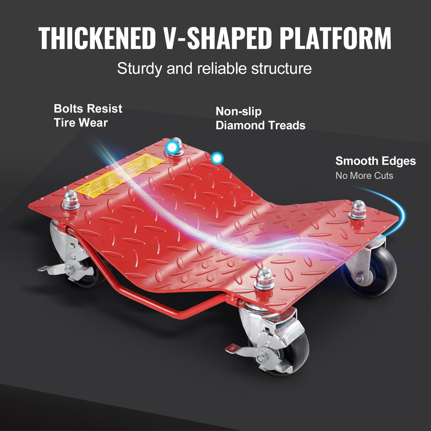 Wheel Dolly, 8000 lbs Capacity Heavy-Duty Steel Car Mover, Wheel Dolly Car Tire Stake Set with Brakes, Vehicle Moving Cart Moving Cars, Trucks, Trailers, Motorcycles, and Boats, Set of 4, Red