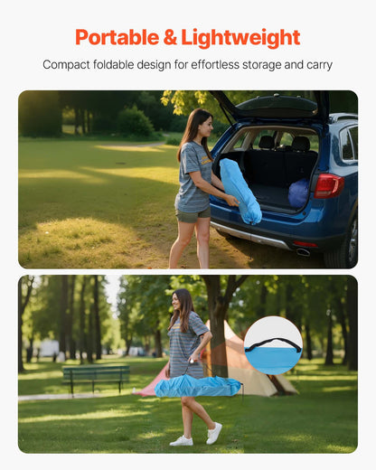 Klappbarer Campingtisch, tragbarer, leichter Picknicktisch für draußen, aus wasserdichtem 600D Oxford-Gewebe, mit 4 Getränkehaltern, Tragetasche, ideal für Camping, Picknick und Grillpartys, Blau