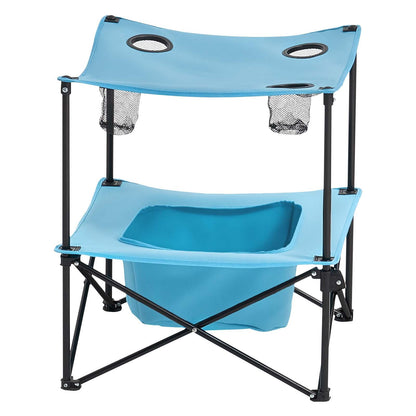 Klappbarer Campingtisch, tragbarer, leichter Picknicktisch für draußen, aus wasserdichtem 600D Oxford-Gewebe, mit 4 Getränkehaltern, Tragetasche, ideal für Camping, Picknick und Grillpartys, Blau