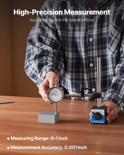 Dial Test Indicator, 0.03 mm Accuracy, 0-25.4mm Measuring Range, Easy to Read Large Dial, Professional for Internal Diameter Measurement, Runout Detection, Flatness Inspection
