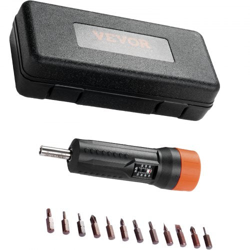 1/4" Drive Torque Screwdriver Wrench Set | 10-70 in-lbs Torque Adjustment Range | 1 in-lb Increment Torque Screwdriver | Driver Bits Set with View Window, 12 Bits & Case, Magnetic Function