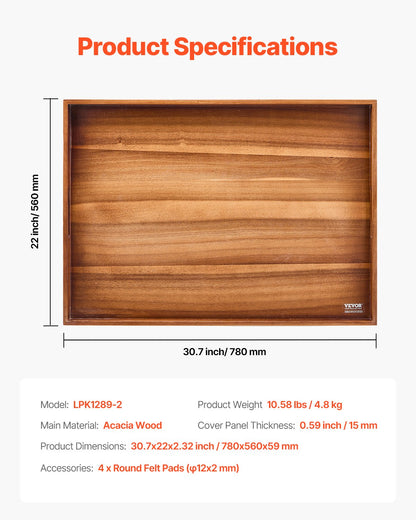 Noodle Board Stove Cover, Stove Top Cover Board for Gas Burner & Electric Stove, Acacia Wood Cutting Board with Built-in Handles, RV Stovetop Cover/ Kitchen Sink Cover for Counter Space & Tray