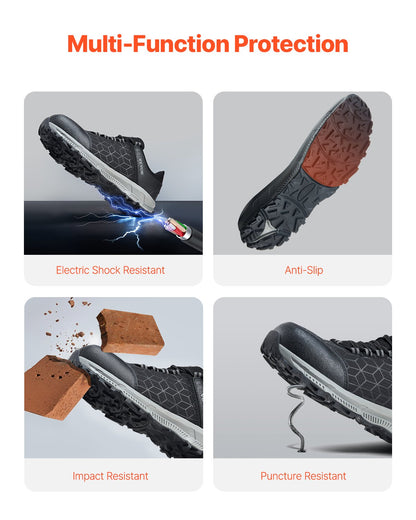 Steel Toe Shoes for Men, US Size 10 Wide, Men’s Cushion Sport Safety Toe Athletic Work Shoe, Indestructible Safety Sneakers Lightweight,Breathable Industry Construction Work Shoes, Black