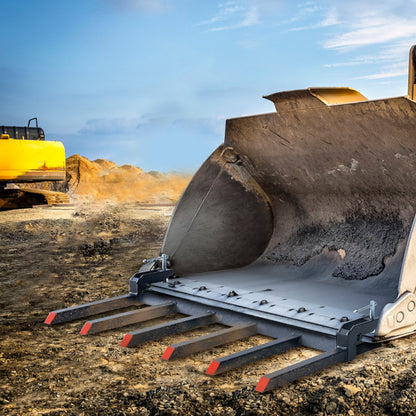 Aufsteckbare Schuttgabeln für 60-Zoll-Schaufeln, 4560 lbs Tragfähigkeit, robuste, aufsteckbare Palettengabeln für Schaufeln, passend für Lader, Kompaktlader und Traktoren zum Aufräumen von Ästen, Schutt oder Gartenabfällen