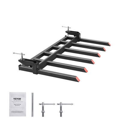 Aufsteckbare Schuttgabeln für 60-Zoll-Schaufeln, 4560 lbs Tragfähigkeit, robuste, aufsteckbare Palettengabeln für Schaufeln, passend für Lader, Kompaktlader und Traktoren zum Aufräumen von Ästen, Schutt oder Gartenabfällen