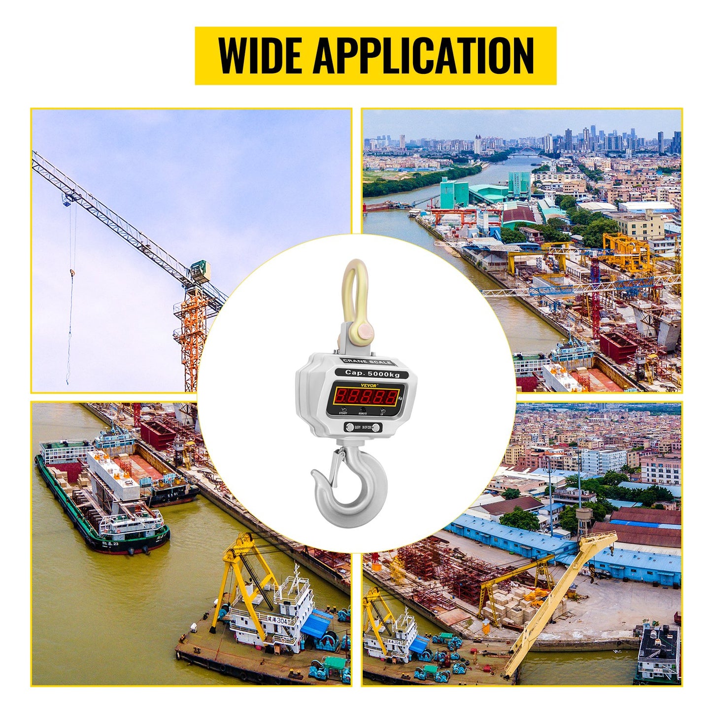 Digitale Kranwaage (5000 kg / 11000 lbs) – Schwerlast-Kranwaage – Industrielle digitale Hängewaage mit LED-Anzeige