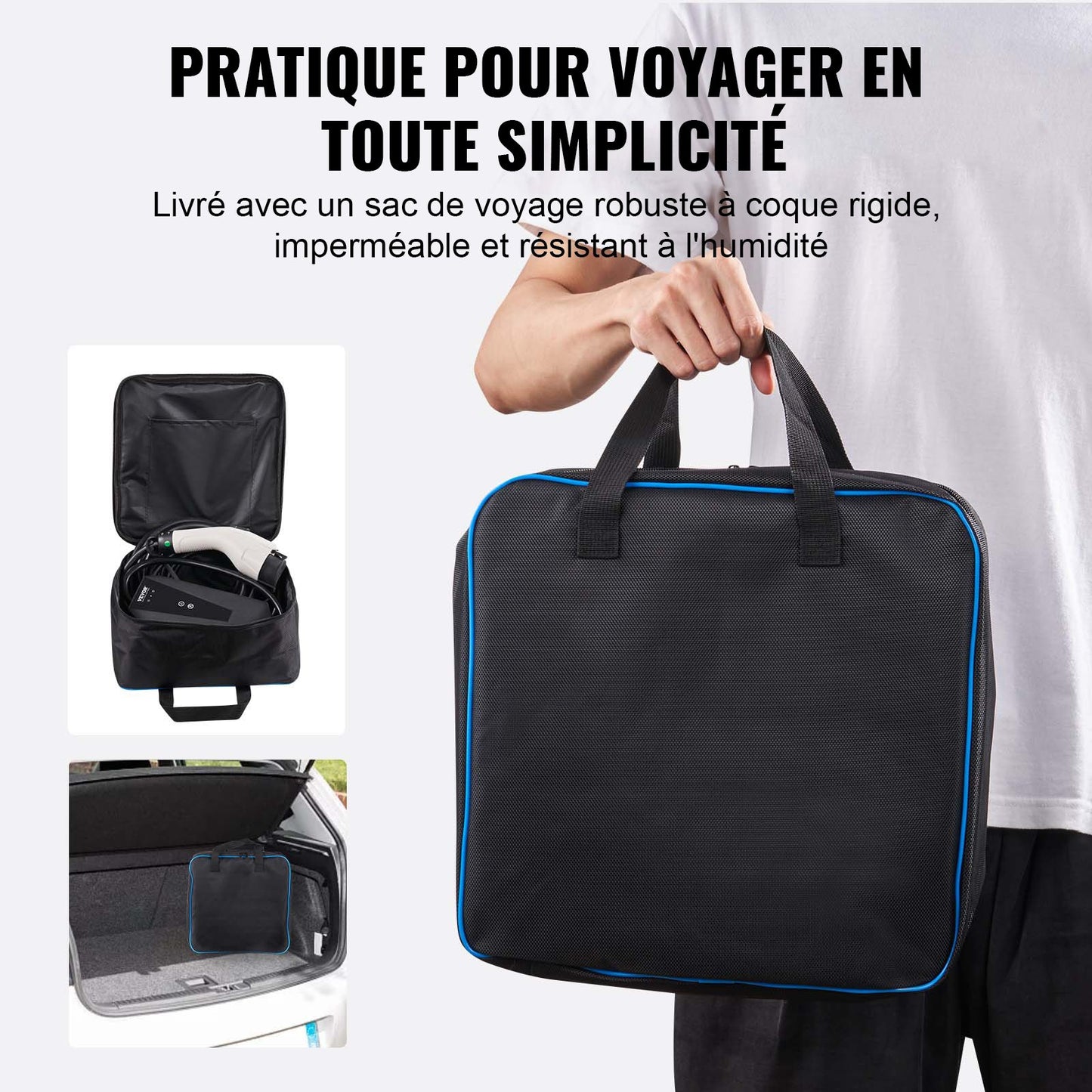 Portable EV Charger Type 2, 16A 3.7 kW, Electric Vehicle Car Charger with 8.6m Charging Cable CEE 7/7 Plug, IEC 62196 Home EV Charging Station with Storage Bag Charging Cable Hook, IP66