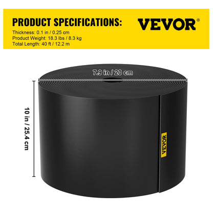 Beeteinfassung, 25 cm tief, 12 m Gesamtlänge, recyceltes HDPE-Rollbrett, flexible, biegsame Einfassung für Garten, Rasen, Garten und Hof, gegen Unkraut, schwarz