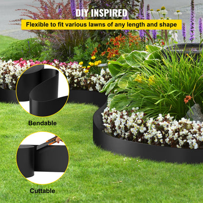 Landscape Edging, 10 inch Depth 80 ft Total Length, Recycled HDPE Coiled Terrace Board, Flexible Bender Border for Landscaping, Lawn, Garden, Yard, Against Invading Weeds, Black