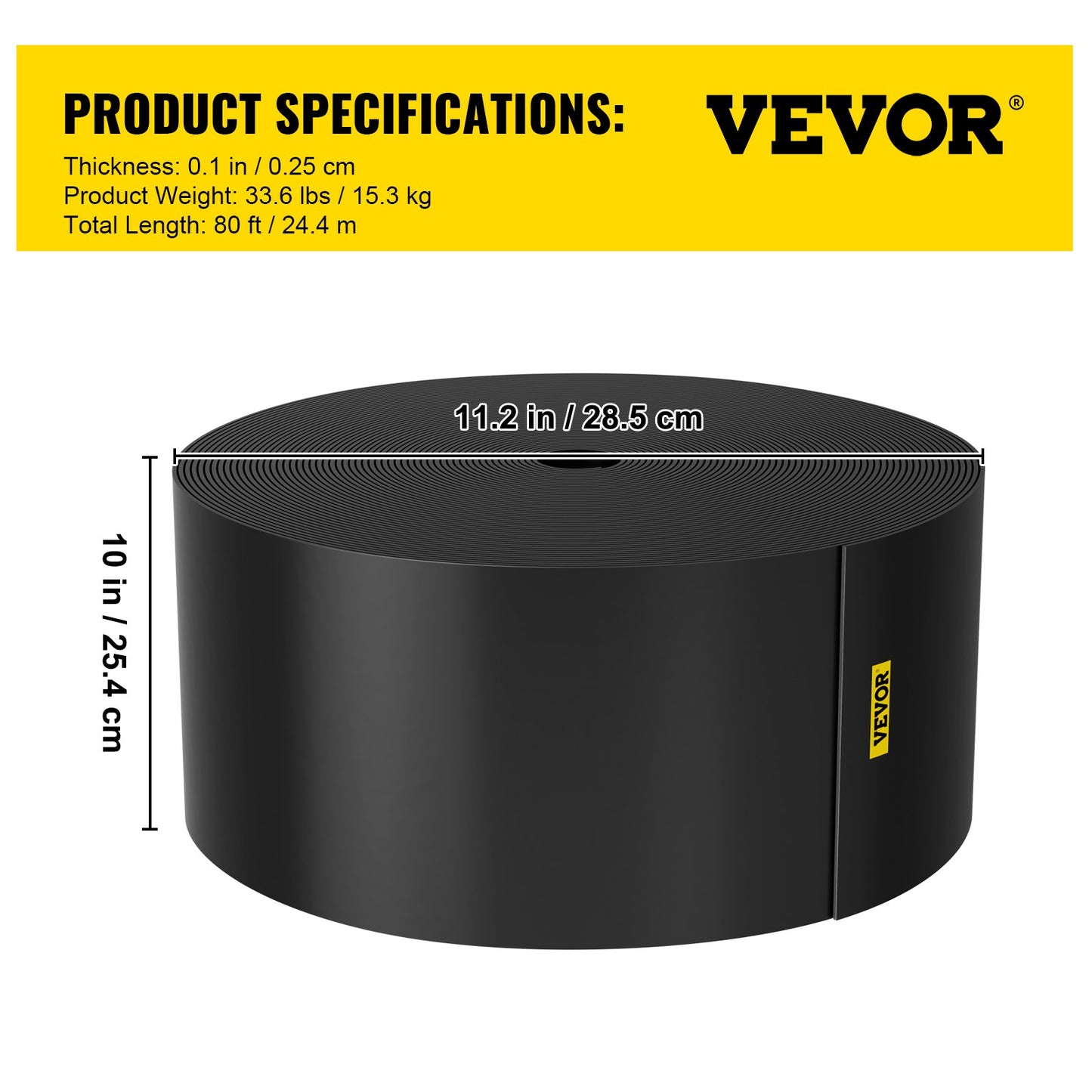 Landscape Edging, 10 inch Depth 80 ft Total Length, Recycled HDPE Coiled Terrace Board, Flexible Bender Border for Landscaping, Lawn, Garden, Yard, Against Invading Weeds, Black