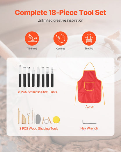 Pottery Wheel, 35 cm Ceramic Wheel Forming Machine, 60-300 RPM Speed Adjustable Foot Pedal, Adjustable Lift Leg, Detachable Basin, Complete Tool Accessory Kit for Work Art Craft DIY, Blue