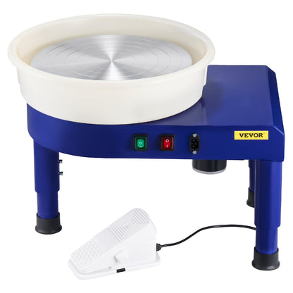 Pottery Wheel, 35 cm Ceramic Wheel Forming Machine, 60-300 RPM Speed Adjustable Foot Pedal, Adjustable Lift Leg, Detachable Basin, Complete Tool Accessory Kit for Work Art Craft DIY, Blue