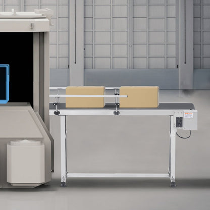 Belt Conveyor, 59 x 15.7 inch Conveyor Table, Heavy Duty Stainless Steel Motorized Belt Conveyor for Inkjet Coding Applications Powered PVC Belt Anti-Static Adjustable Speed (Double Guardrail)