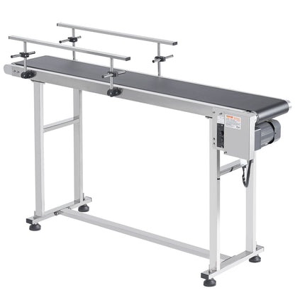 Belt Conveyor, 59 x 15.7 inch Conveyor Table, Heavy Duty Stainless Steel Motorized Belt Conveyor for Inkjet Coding Applications Powered PVC Belt Anti-Static Adjustable Speed (Double Guardrail)