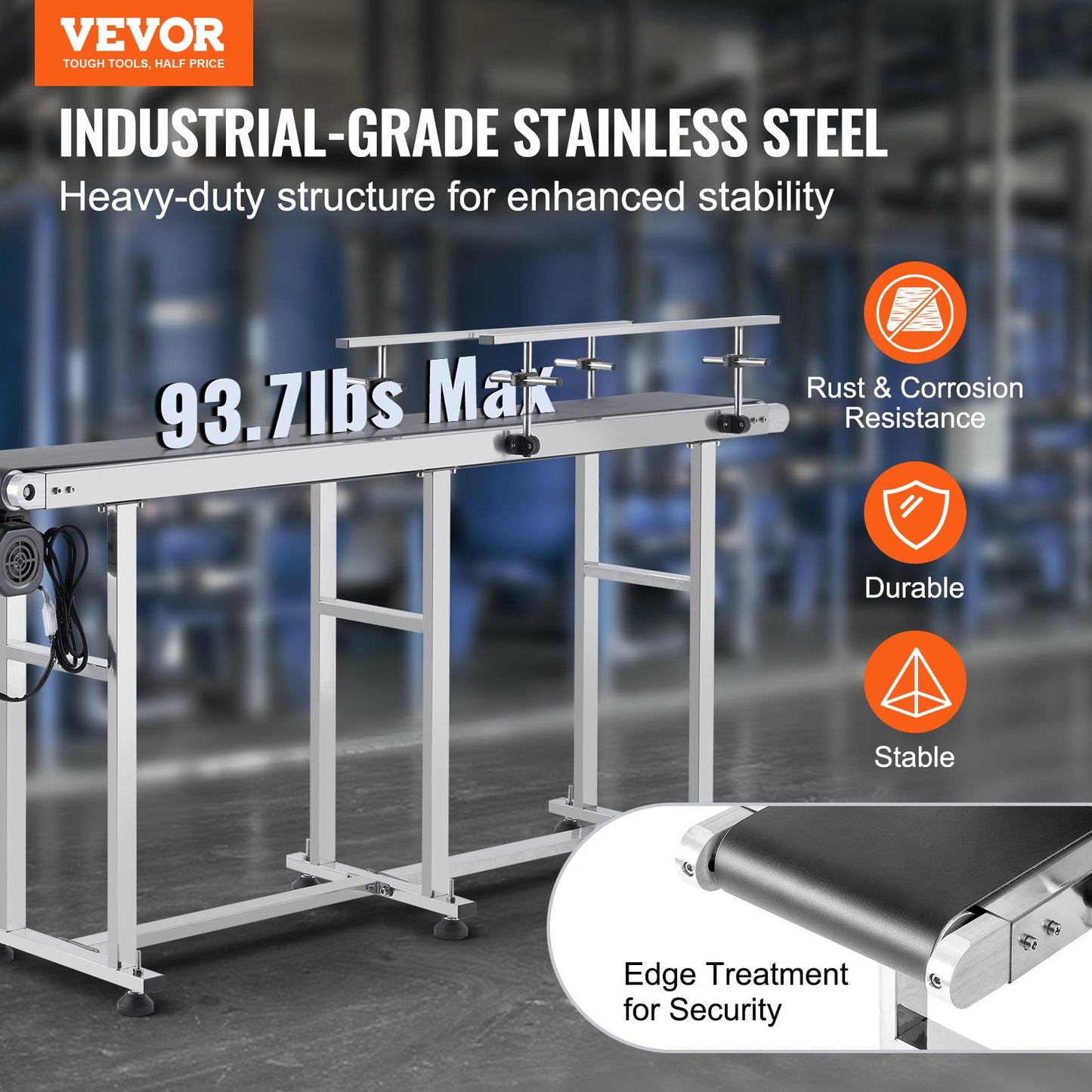 Belt Conveyor, 71 x 7.8 inch Conveyor Table, Heavy Duty Stainless Steel Motorized Belt Conveyor for Inkjet Coding Applications Powered PVC Belt Anti-Static Adjustable Speed (Double Guardrail)