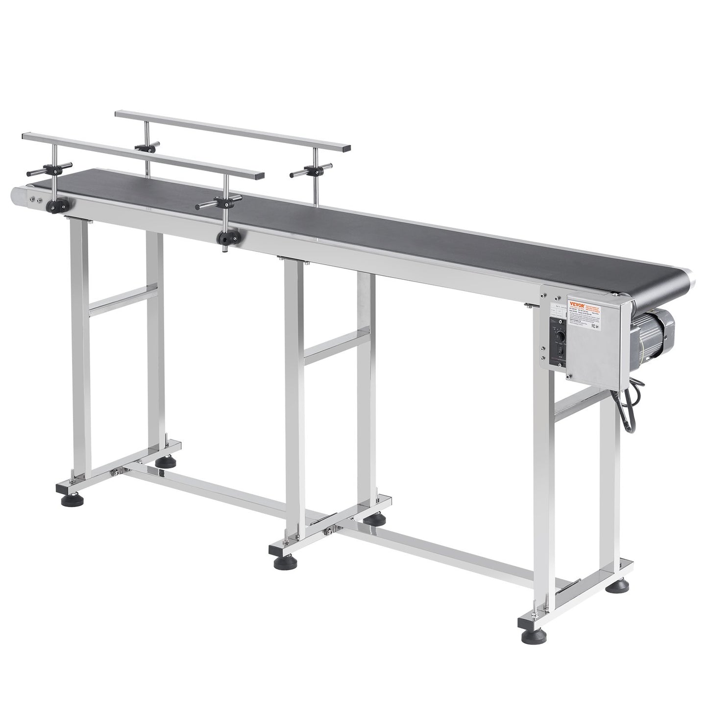 Belt Conveyor, 71 x 7.8 inch Conveyor Table, Heavy Duty Stainless Steel Motorized Belt Conveyor for Inkjet Coding Applications Powered PVC Belt Anti-Static Adjustable Speed (Double Guardrail)