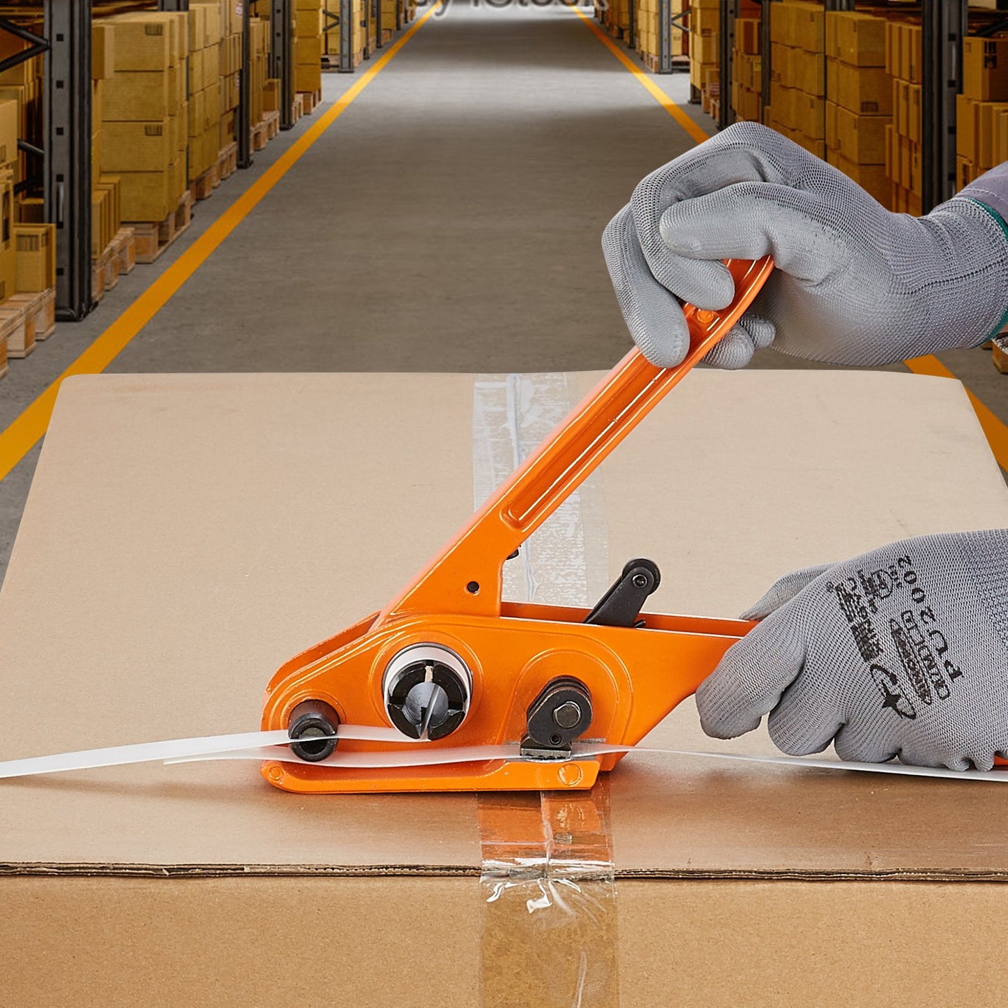 Umreifungsset mit Spannwerkzeug, Verschlusswerkzeug, 304,8 m PET-Band, 300 Metallplomben, Palettenverpackungs-Umreifungsset, Umreifungsband für Verpackungszwecke