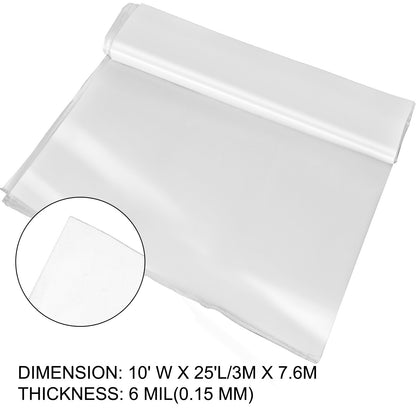 Gewächshausfolie 304,8 x 762 cm, Gewächshaus-Polyethylenfolie, 0,1524 mm dick, transparente Gewächshausfolie, UV-beständig, wärmespeichernd, hohe Festigkeit und Zähigkeit