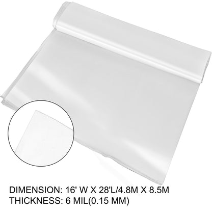 Gewächshausfolie 4,8 x 8,5 m, Gewächshaus-Polyethylenfolie 0,1524 mm dick, transparente Gewächshausfolie, UV-beständig, wärmespeichernd, hohe Festigkeit und Zähigkeit