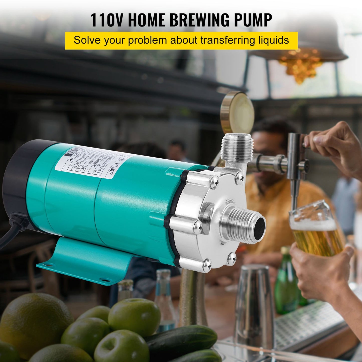 Magnetic Beer Pump with Food MP-15RP Grade Well Pump Stainless Steel Head Magnetic Drive Brewing Beer Pump with High Temp Magnetic Brewing Beer Pump