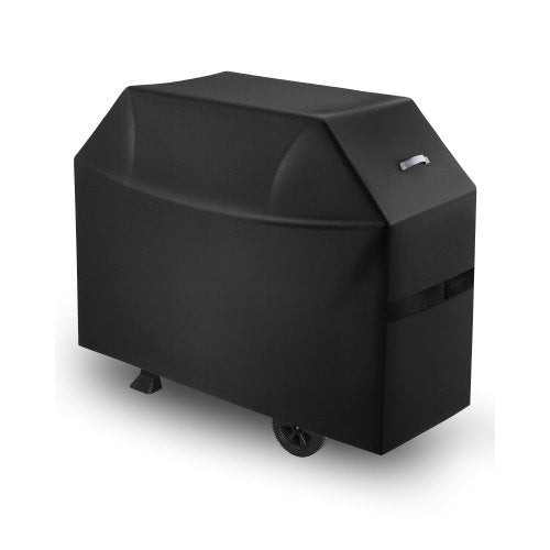 Grillabdeckung, 152 cm (60 Zoll) Grillabdeckung für den Außenbereich, wasserdicht, farbecht, wetterfest, aus robustem 600D-Polyester, einfaches Anbringen und Abnehmen dank Klettverschlüssen, Schwarz