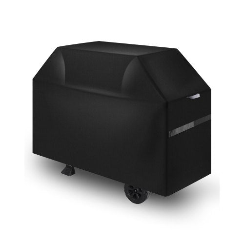 Grillabdeckung, 165 cm (65 Zoll) Grillabdeckung für den Außenbereich, wasserdicht, farbecht, wetterfest, aus robustem 600D-Polyester, einfaches Anbringen und Abnehmen dank Klettverschlüssen, Schwarz