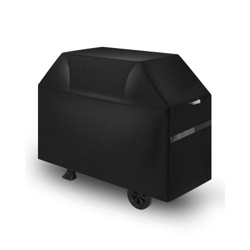 Grillabdeckung, 122 cm (48 Zoll) für Außengrills, wasserdicht, farbecht, wetterfest, aus robustem 600D-Polyester, leicht anzubringen und abzunehmen dank Klettverschluss, Schwarz