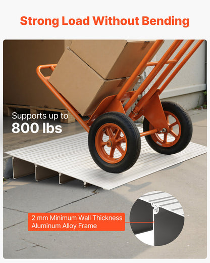 Türschwellenrampe, 115 mm Steigung, Schwellenrampe aus Aluminiumlegierung, Tragfähigkeit 363 kg, Behindertenrampe für den Hausgebrauch, geeignet für Rollstühle, Scooter, Elektrorollstühle, Gehhilfen, Fahrräder und Dreiräder