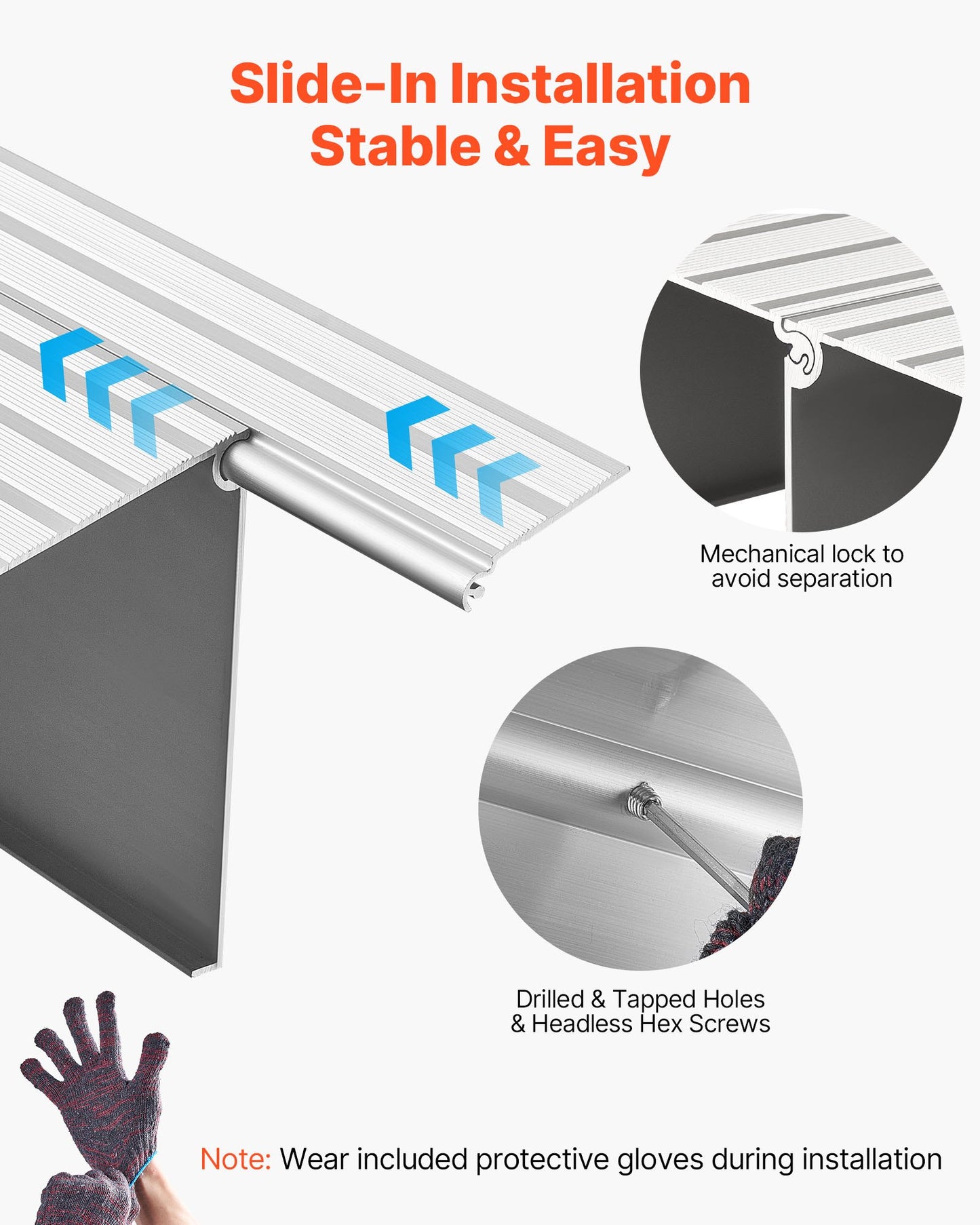 Türschwellenrampe, 115 mm Steigung, Schwellenrampe aus Aluminiumlegierung, Tragfähigkeit 363 kg, Behindertenrampe für den Hausgebrauch, geeignet für Rollstühle, Scooter, Elektrorollstühle, Gehhilfen, Fahrräder und Dreiräder