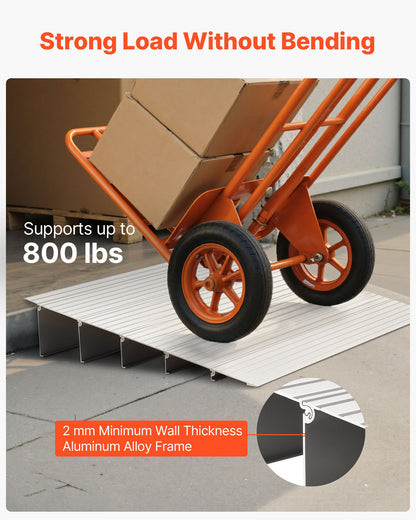 Türschwellenrampe, 138 mm Steigung, Schwellenrampe aus Aluminiumlegierung, Tragfähigkeit 363 kg, Behindertenrampe für den Hausgebrauch, geeignet für Rollstühle, Scooter, Elektrorollstühle, Gehhilfen, Fahrräder und Dreiräder