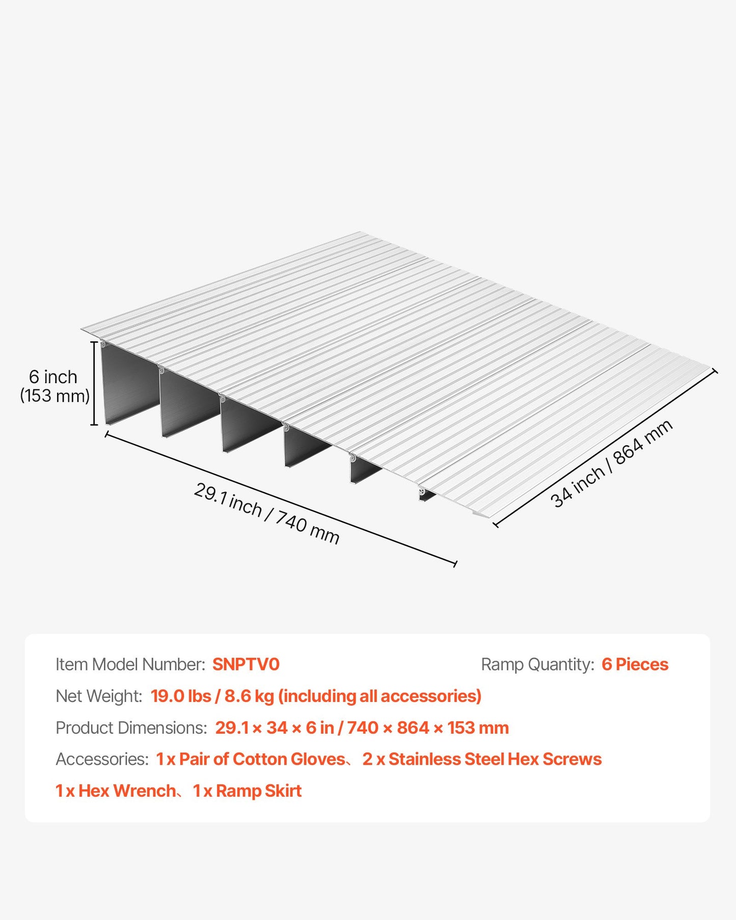 Türschwellenrampe, 138 mm Steigung, rollstuhlgerecht, Tragkraft 363 kg