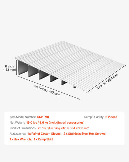 Türschwellenrampe, 138 mm Steigung, rollstuhlgerecht, Tragkraft 363 kg