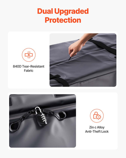 Hitch Cargo Carrier Bag, Waterproof 840D PVC, 59.84 x 24.02 x 30.63 in (25 Cubic Feet), Heavy Duty Cargo Bag for Truck Bed Storage with Reinforced Straps, Suitable for Car SUV Vans Hitch Basket