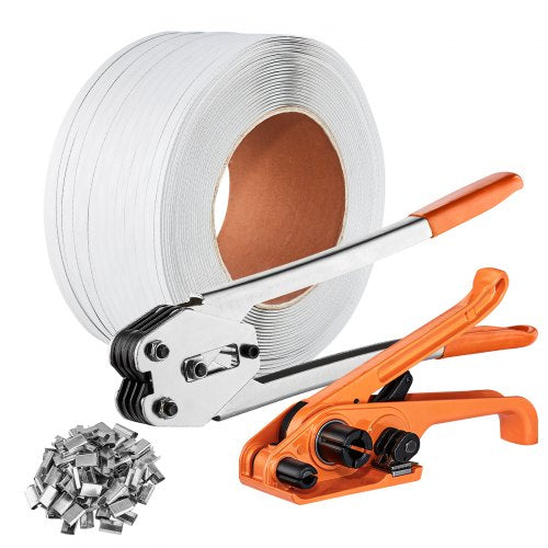 Banding Strapping Kit with Strapping Tensioner Tool, Banding Sealer Tool, 100 m Length PP Band, 100 Metal Seals, Pallet Packaging Strapping Banding Kit, Banding Packaging Strapping for Packing