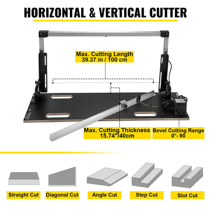 Desktop Styrofoam Cutting Machine 42 cm Max. Cut Thickness Foam Cutter 112 cm Max. Cut Length Hot Wire Foam Cutter 0-90° Styrofoam Cutter with Six Heating Wires for Cutting Foams Pearl Cotton