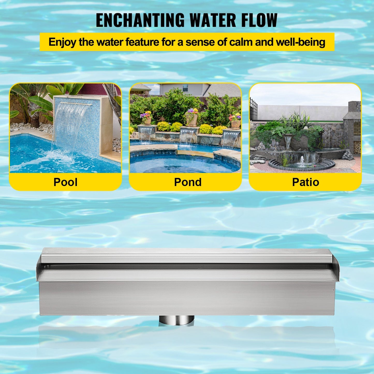 30 cm x 11.4 cm x 7.9 cm Stainless Steel Decorative Waterfall Pool Fountain For Garden Pond Indoors And Outdoors