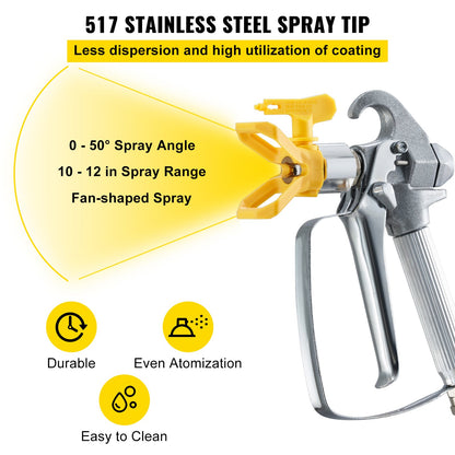 Airless Paint Spray Hose Kit 15.24m 6.4mm Swivel Joint 3600psi with 517 Tip