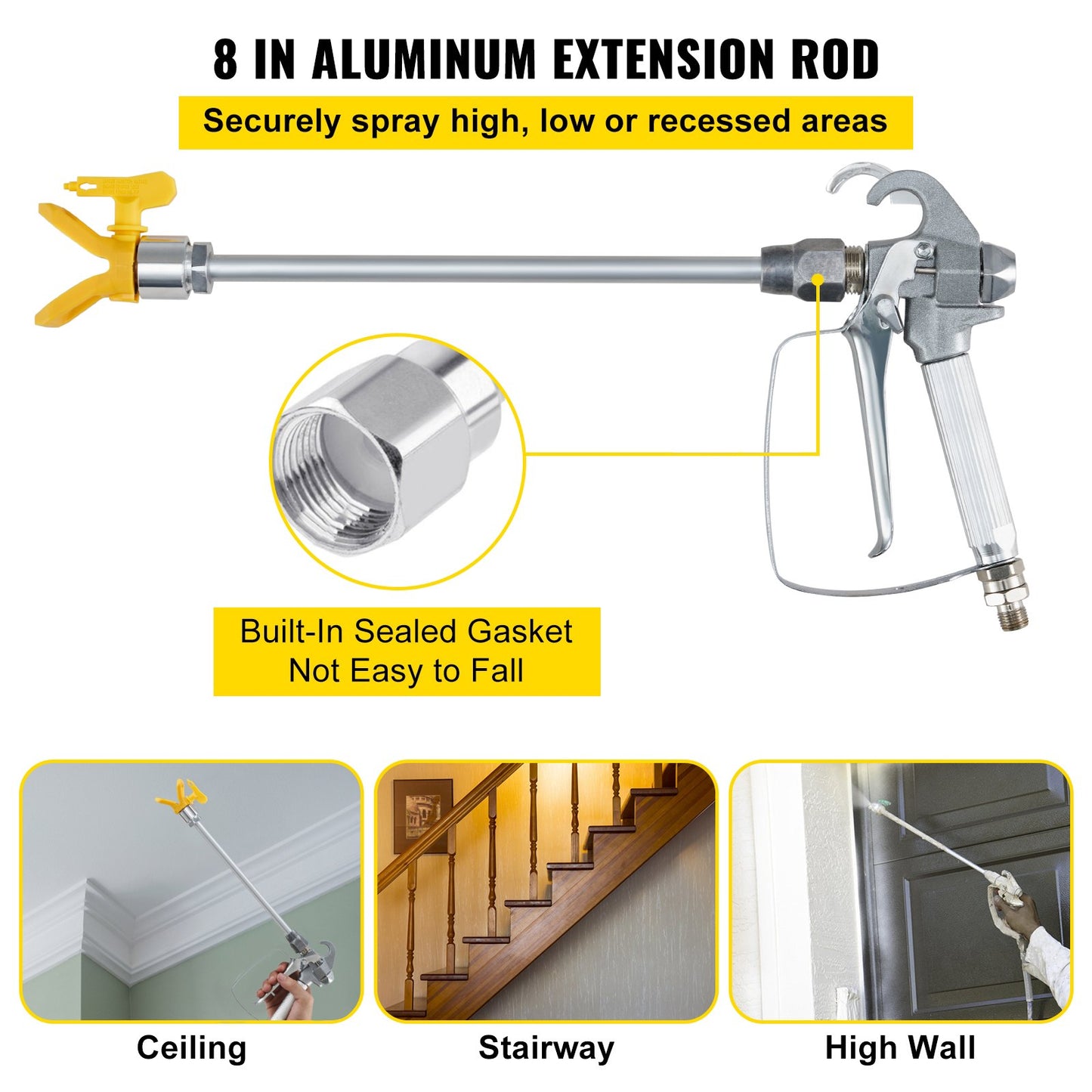 Airless Paint Spray Hose Kit 15.24m 6.4mm Swivel Joint 3600psi with 517 Tip