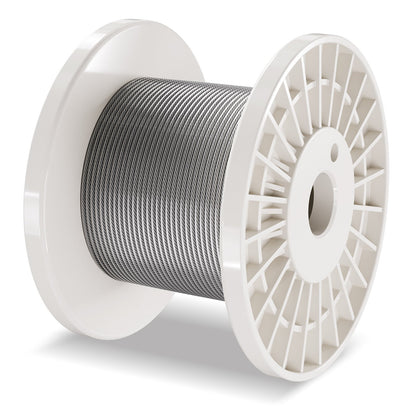 Drahtseil-Set, 1/8" 100 ft 304 Edelstahlseil mit 59 Zubehörteilen, 650 lbs Bruchfestigkeit, 7x7 Litzenkonstruktion, Marine- und Flugzeugqualität für Handläufe, Treppen, Terrassen, Zäune und Außenbereiche