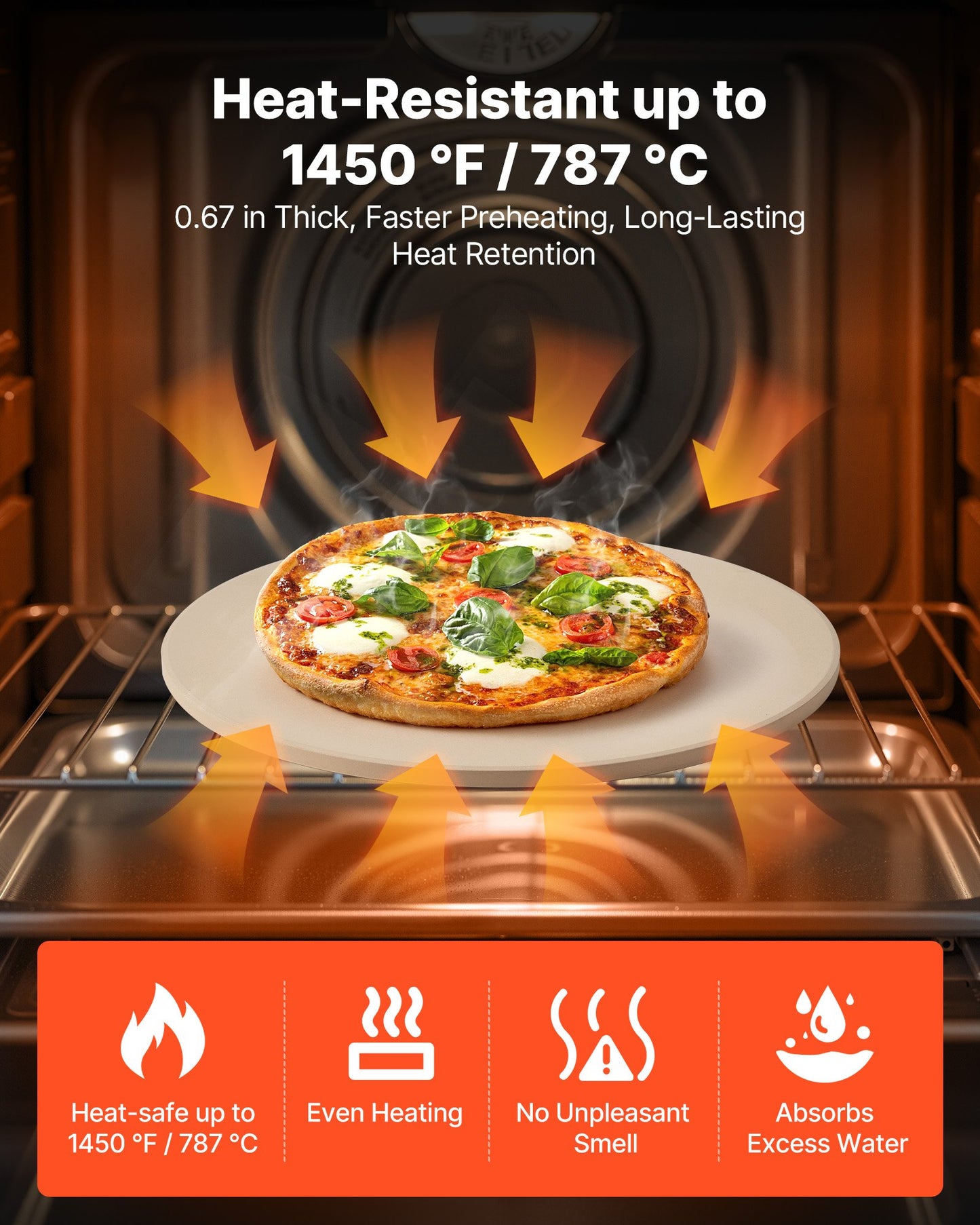 Pizzastein, runder Cordierit-Pizzastein (381 mm Durchmesser), extra großer Backstein mit Aluminium-Schieber, 17 mm dick, hitzebeständig, für Backofen, Pizzabacken und Grillen