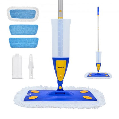 Spray Mop, with 3 Washable Pads for Dry and Wet Floor Cleaning & an 800ml Refillable Water Tank, Microfiber Dust Wet Mop & Twisted Cotton Dry Mop, Commercial Home Use for Tiles/Vinyl/Wood Floor