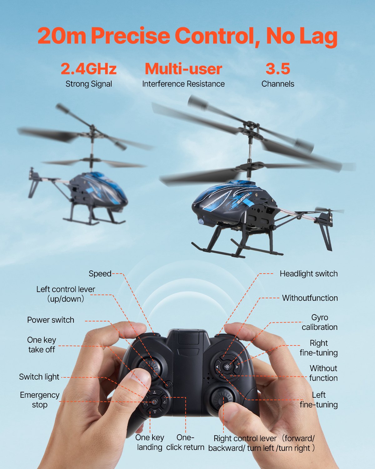 RC Helicopter, 2.4GHz Flying Remote Control Helicopter, 3.5 Channel RC Airplane for Kid, 16 Mins Flight Time, Altitude Hold, One-Key Takeoff/Landing & LED Lights, Toys for Kids Ages 8 and up