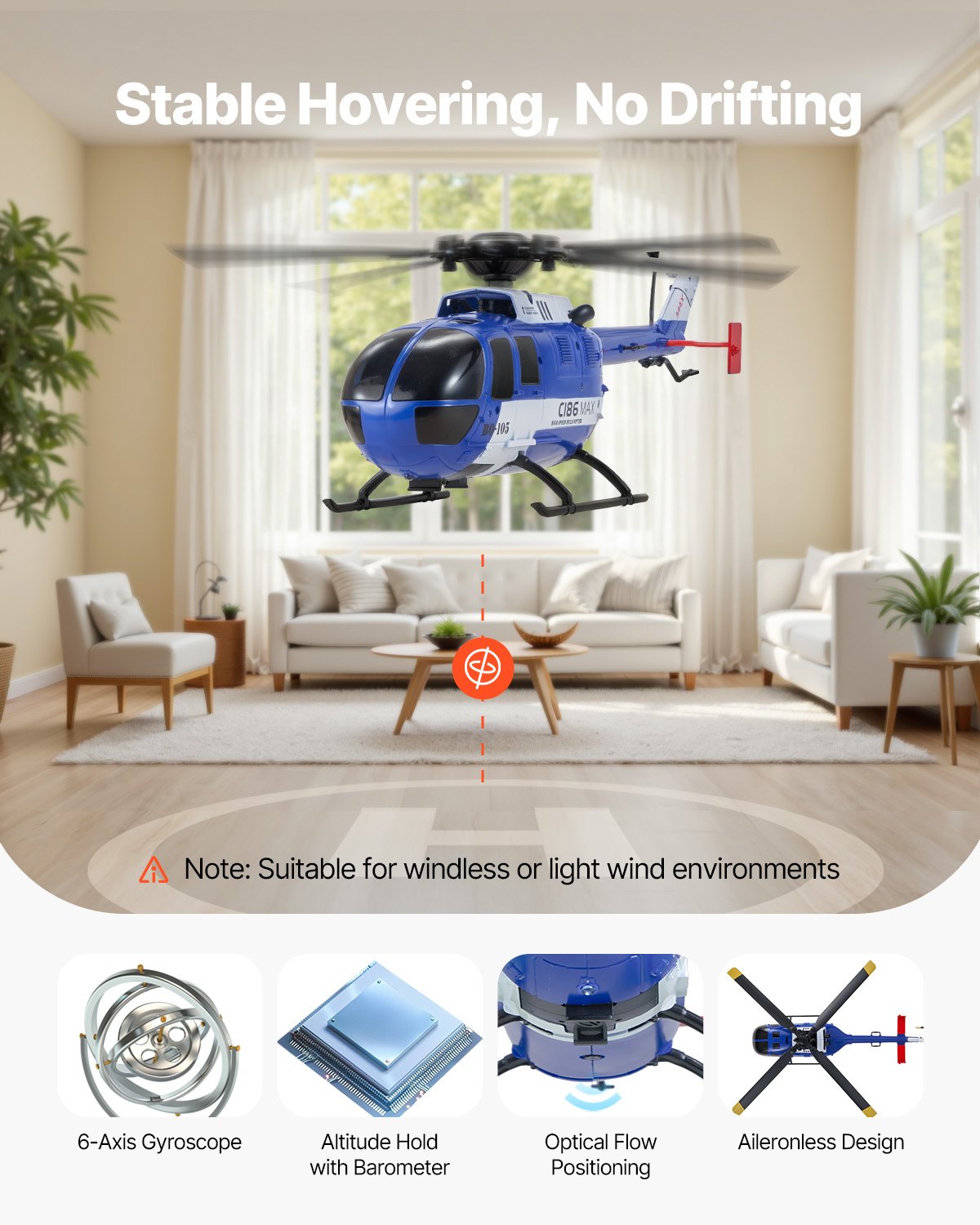 RC Helicopter, 2.4GHz 4-Propeller Remote Control Helicopter with 6-Axis Gyro, 4-Channel RC Airplane for Beginner, LED Light & One-Key Takeoff/Landing, Plane Toys for Kids Ages 8 and up