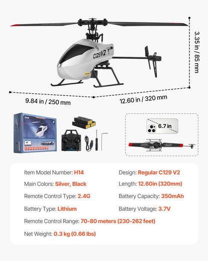 RC Helicopter, 2.4GHz Single Propeller Remote Control Helicopter with Gyro, 4-Channel RC Airplane for Beginner, 39 Min Flight Time, One-Key Takeoff/Landing, Toys for Kids Ages 8 and up