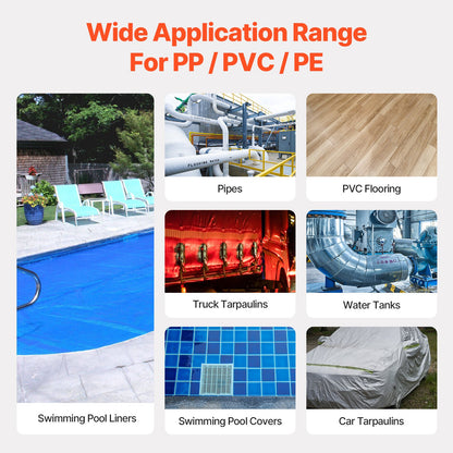 Hot Air Plastic Welder, 1600W Hot Air Torch Pistol, 122-1112℉ PVC TPO Vinyl Heat Gun Welding Torch, Plastic Welding Roofing Kit with 2 Nozzles, Silicone & Copper Seam Roller for PP/PE/PVC Sheet