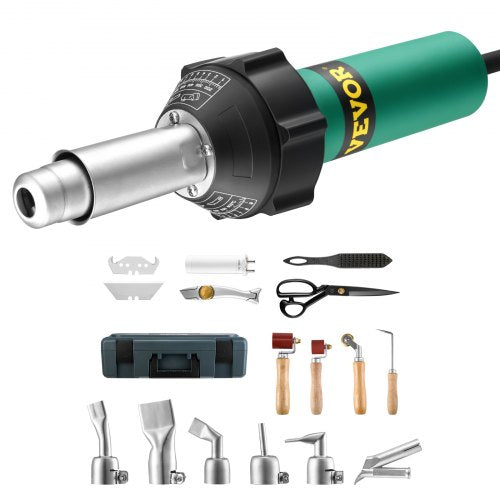 Hot Air Plastic Welder, 1600W Hot Air Torch Pistol, 122-1112℉ PVC TPO Vinyl Heat Gun Welding Torch, Plastic Roofing Welding Kit with 17 Accessories- Toolbox, Nozzle, Roller, Blades for PP/PE/PVC